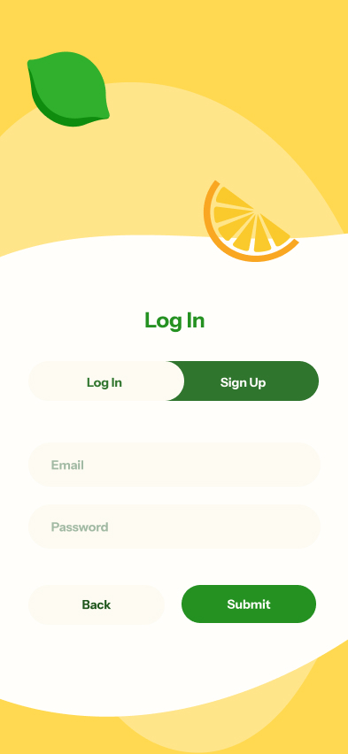High fidelity app design for Dishable events page